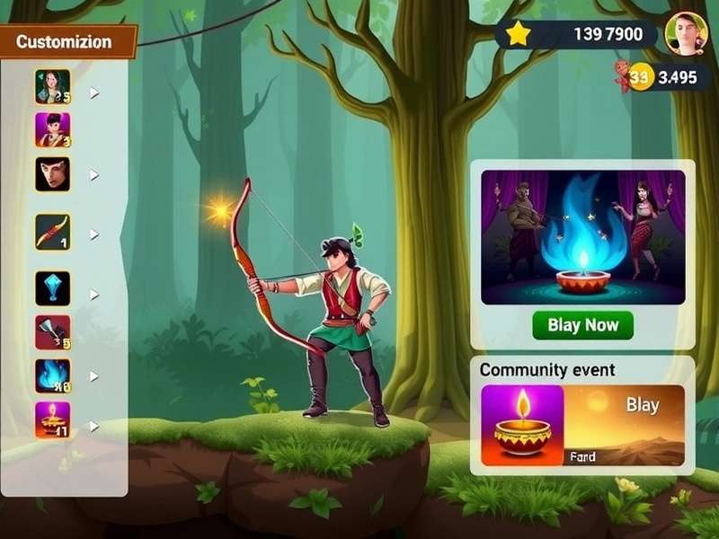 Assam Archer Adventure character customization and bow selection screen